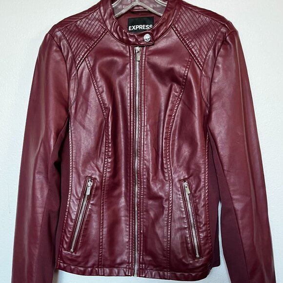 Burgundy Vegan Leather Jacket - Size M - Never worn - Picture 4 of 9